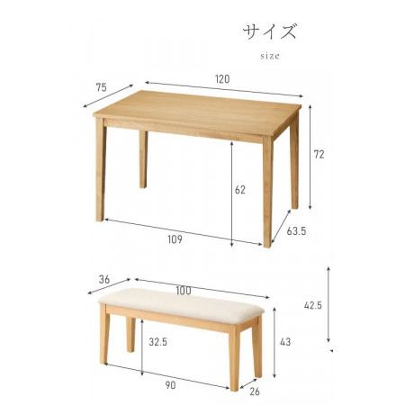 Japan Dining Sets : Bộ Bàn Ăn + 2 Bench Xuất Nhật 
